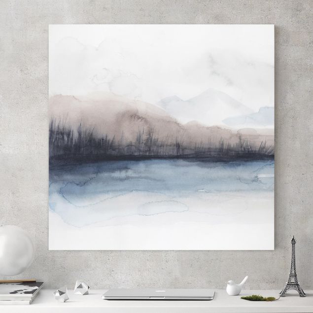 Canvas schilderijen Lakeside With Mountains II
