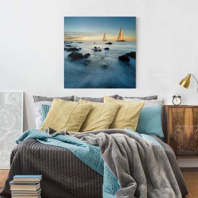 Canvas schilderijen Sailboats On the Ocean