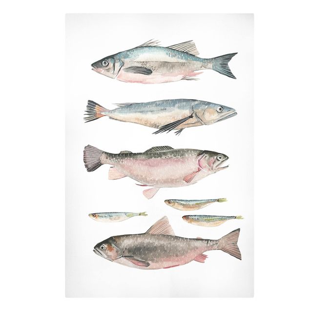 Canvas schilderijen Seven Fish In Watercolour I