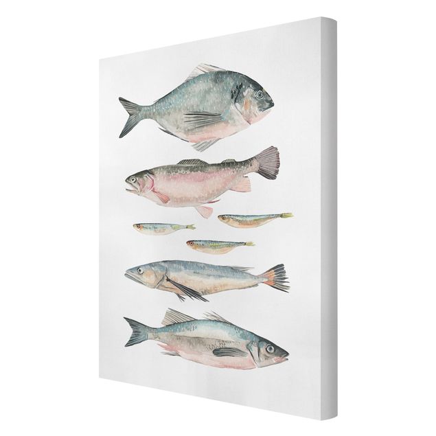 Canvas schilderijen Seven Fish In Watercolour II