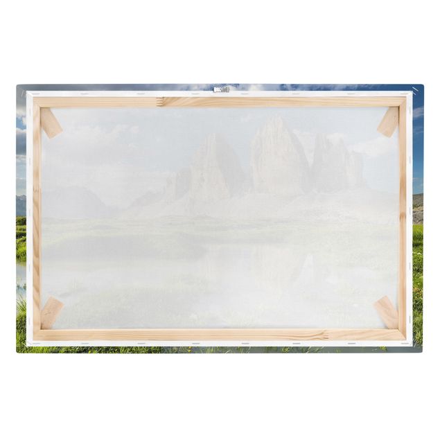 Canvas schilderijen South Tyrolean Zinnen And Water Reflection