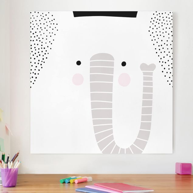 Canvas schilderijen Zoo With Patterns - Elephant