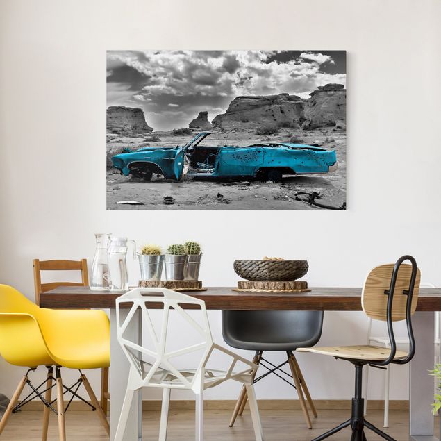 Canvas schilderijen Turquoise Cadillac