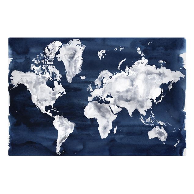 Canvas schilderijen Water World Map Dark