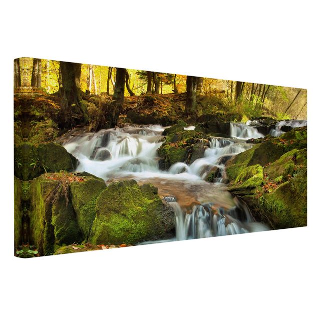 Canvas schilderijen Waterfall Autumnal Forest