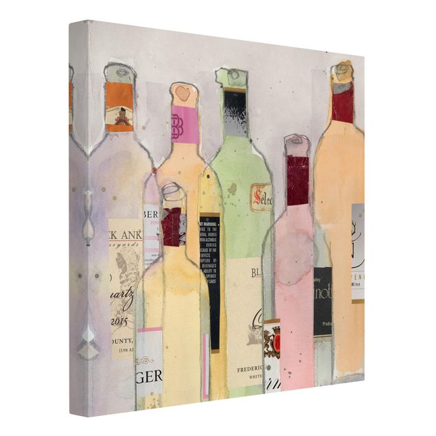 Canvas schilderijen Wine Bottles In Watercolour I