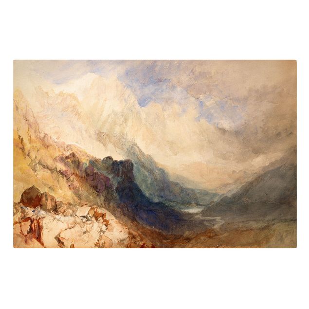 Canvas schilderijen William Turner - View along an Alpine Valley, possibly the Val d'Aosta