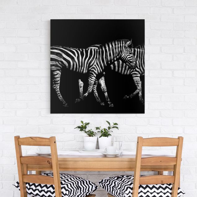Canvas schilderijen Zebra In The Dark