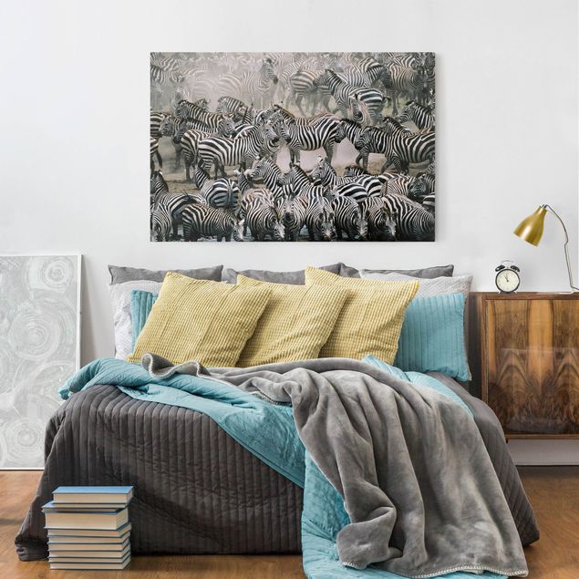 Canvas schilderijen Zebra Herd