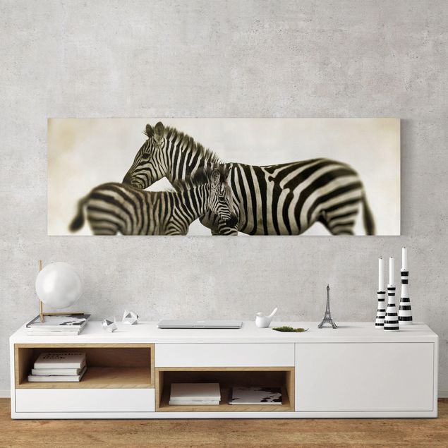 Canvas schilderijen Zebra Couple