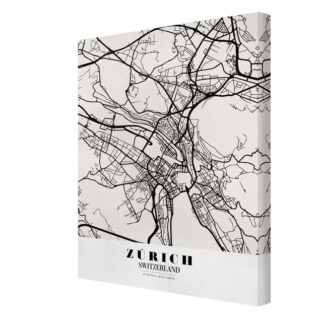 Canvas schilderijen Zurich City Map - Classic