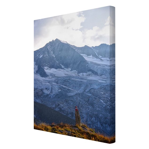 Canvas schilderijen Marked Path In The Alps