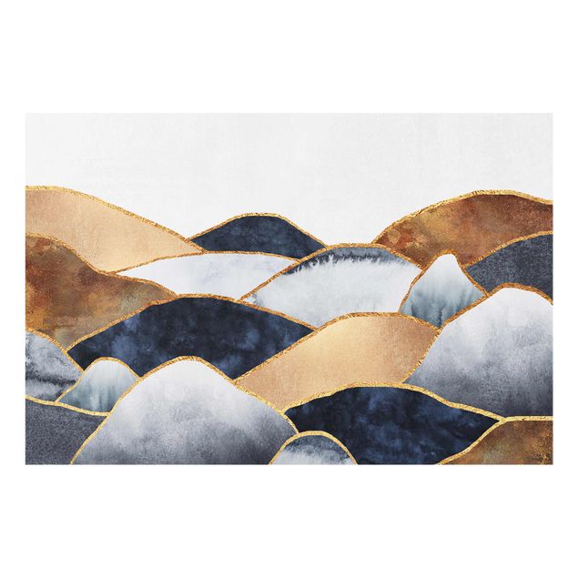 Glasschilderijen Golden Mountains Watercolour