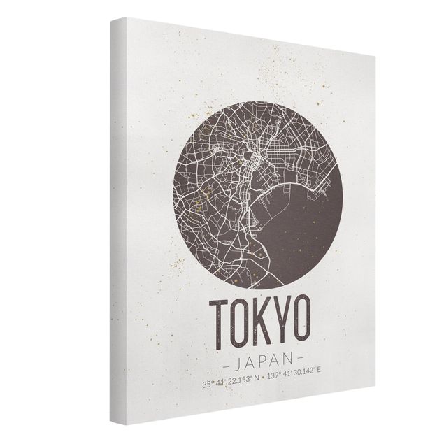 Canvas schilderijen Tokyo City Map - Retro
