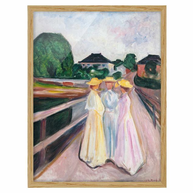 Ingelijste posters Edvard Munch - Three Girls on the Bridge