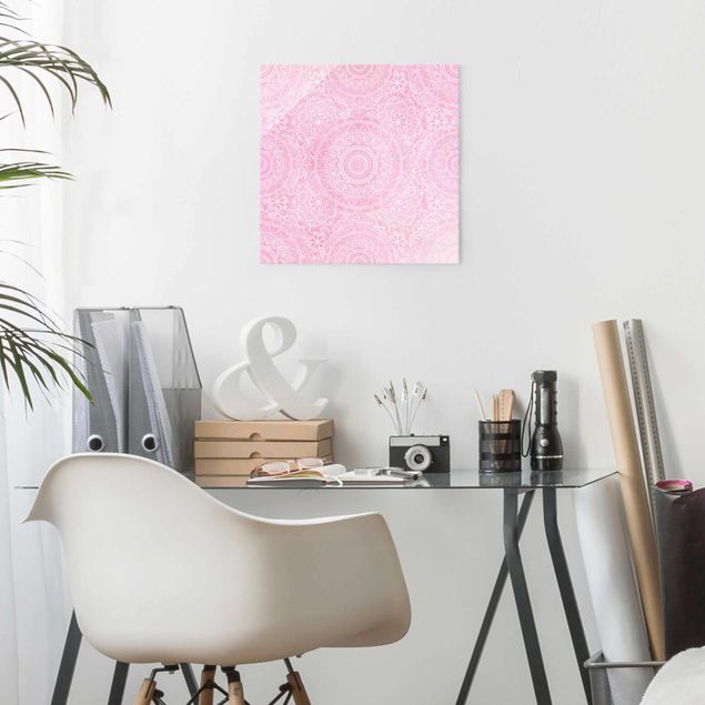Glasschilderijen Pattern Mandala Light Pink