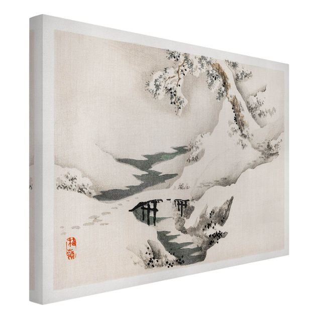 Canvas schilderijen Asian Vintage Drawing Winter Landscape