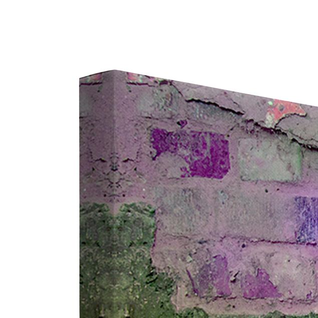 Canvas schilderijen - 5-delig Colourful Sprayed Old Brick Wall