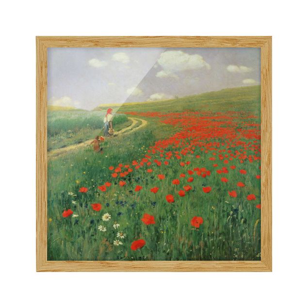 Ingelijste posters Pál Szinyei-Merse - Summer Landscape With A Blossoming Poppy