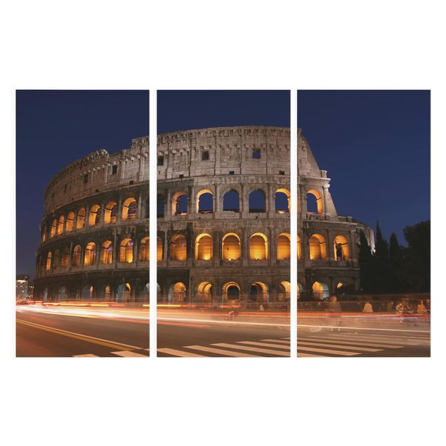 Canvas schilderijen - 3-delig Colosseum in Rome at night