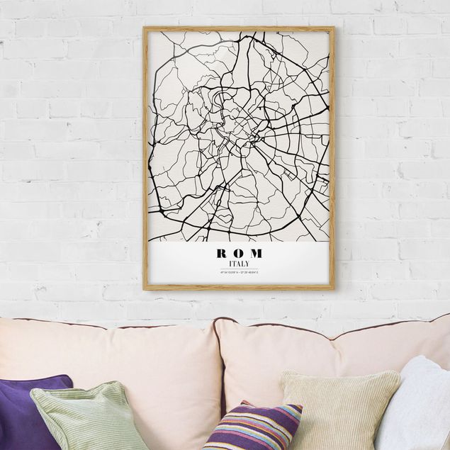 Ingelijste posters Rome City Map - Classical