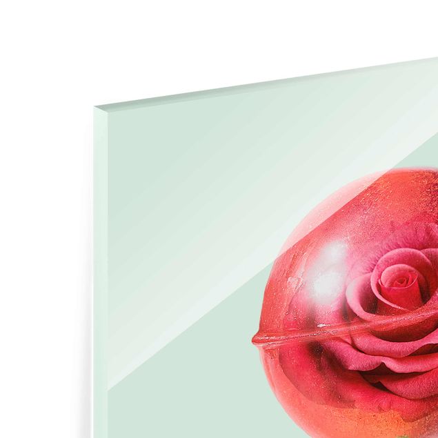 Glasschilderijen Rose With Lollipop