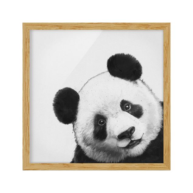 Ingelijste posters Illustration Panda Black And White Drawing
