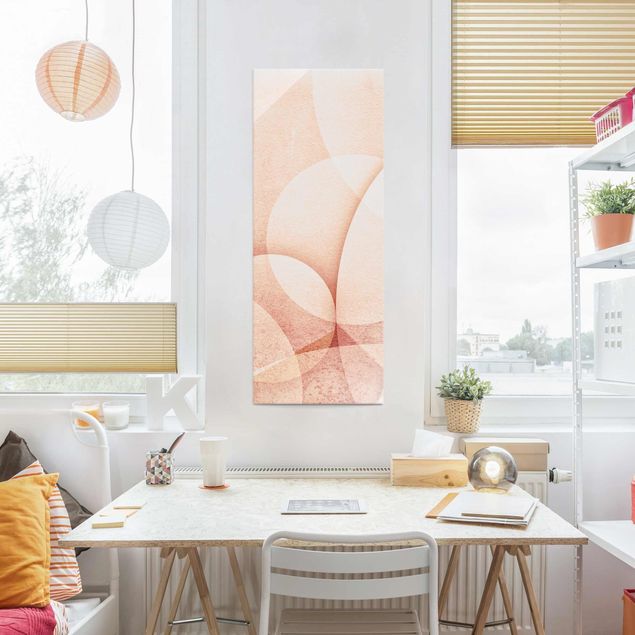 Glasschilderijen Abstract Graphics In Peach-Colour