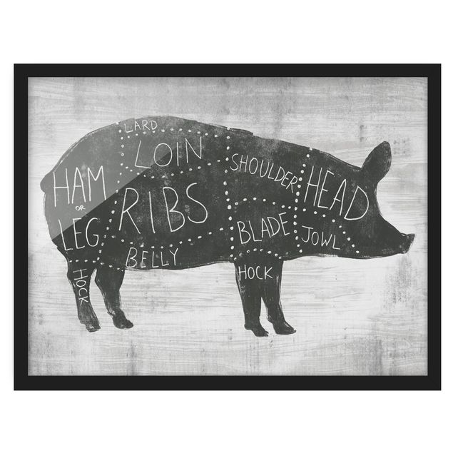 Ingelijste posters Butcher Board - Pig