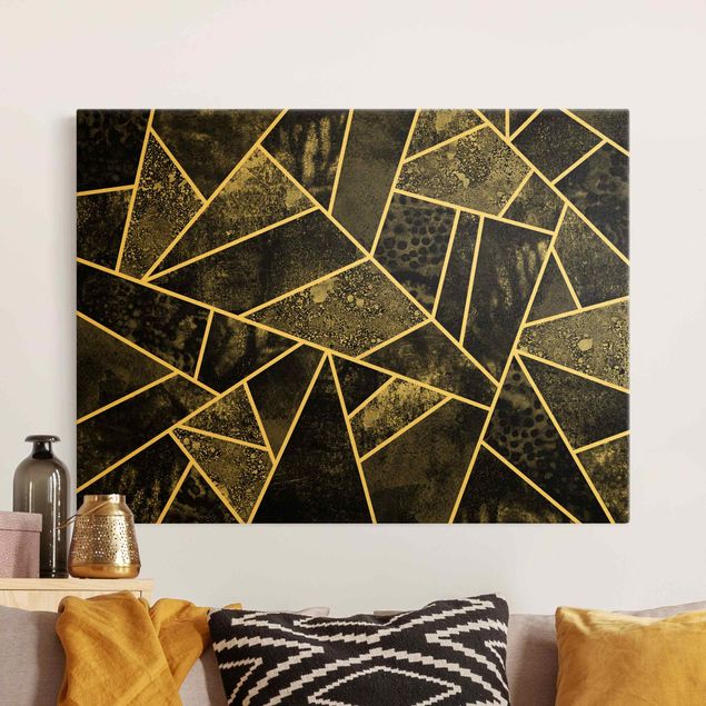 Canvas schilderijen - Goud Golden Geometry - Grey Triangles