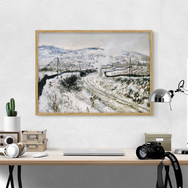 Ingelijste posters Claude Monet - Train In The Snow At Argenteuil
