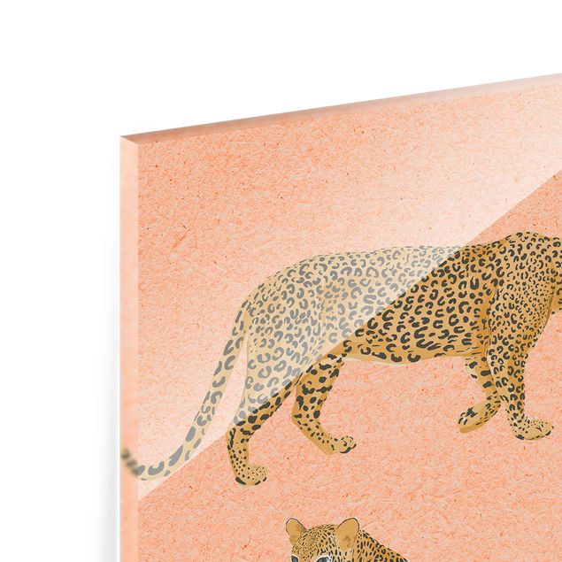 Glasschilderijen Illustration Leopard Pink Painting