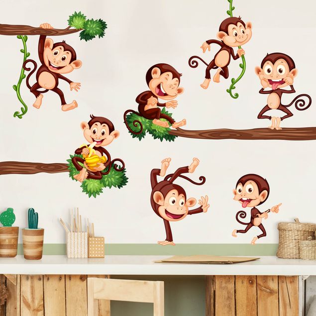 Muurstickers aap Monkey family