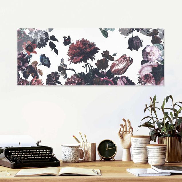 Glas Magnetboard Old Masters Flower Rush With Roses Bouquet