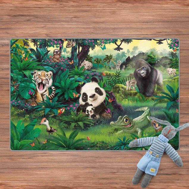 vloerkleed multicolor modern Animal Club International - Jungle With Animals