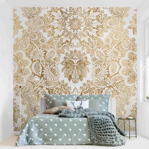 Patroonbehang Antique Baroque Wallpaper In Gold