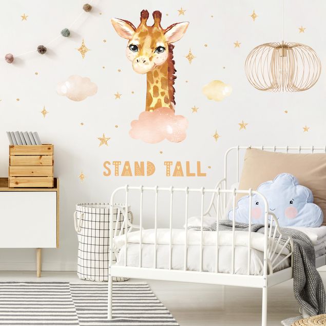 Muurstickers dieren Watercolor Giraffe - Stand Tall
