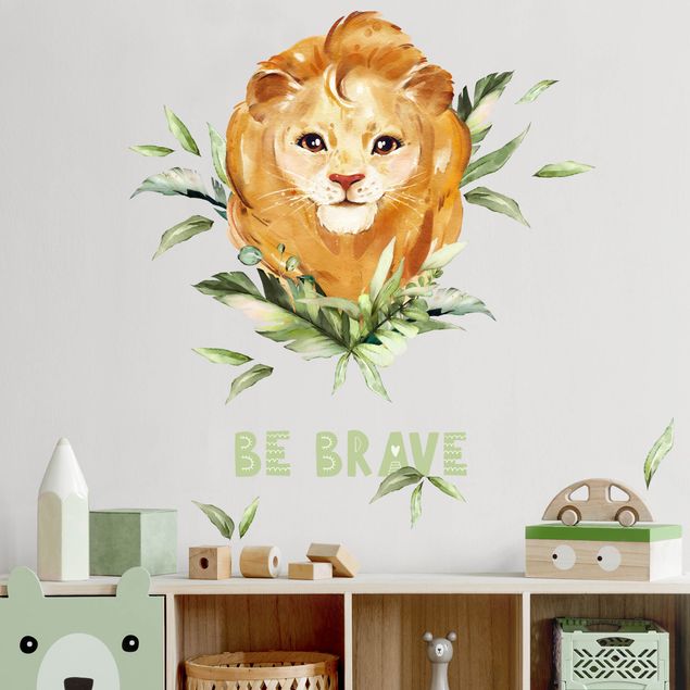 Muurstickers leeuw Watercolor Lion - Be Brave