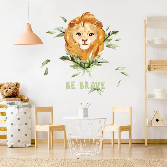 Muurstickers dieren Watercolor Lion - Be Brave