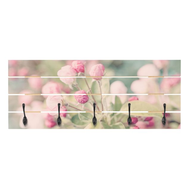 Wandkapstokken houten pallet Apple Blossom Bokeh Light Pink