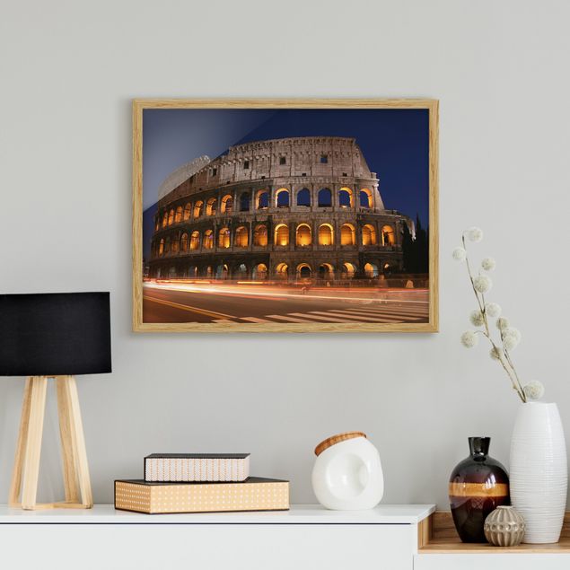 Ingelijste posters Colosseum in Rome at night