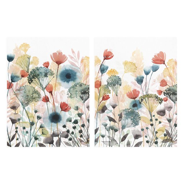 Canvas schilderijen - 2-delig  Wildflowers In Summer Set I