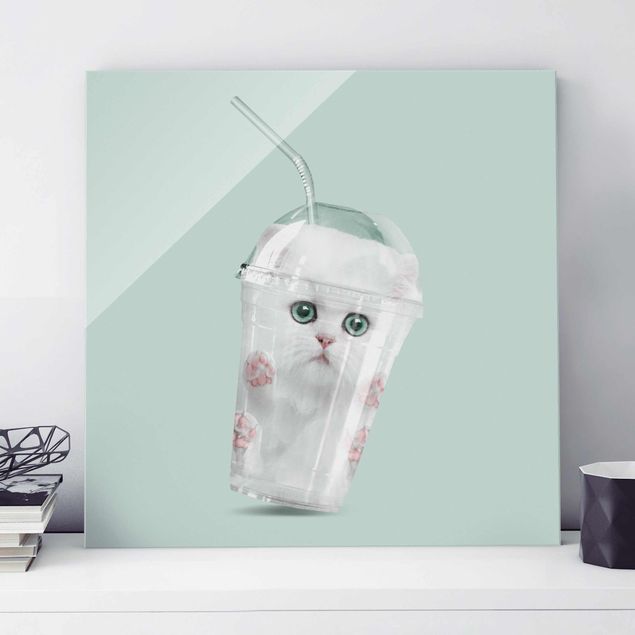 Glasschilderijen Shake With Cat