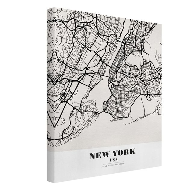 Canvas schilderijen New York City Map - Classic