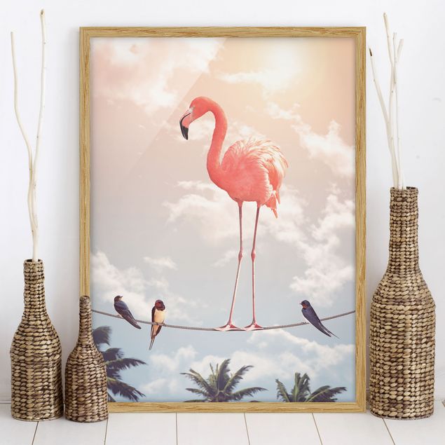 Ingelijste posters Sky With Flamingo