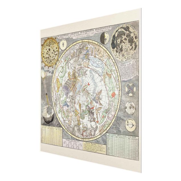Glasschilderijen Vintage Ancient Star Map