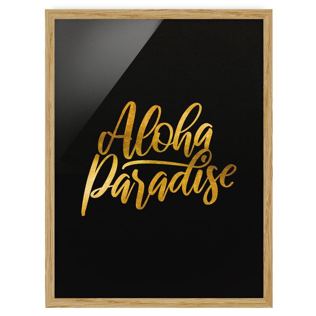 Ingelijste posters Gold - Aloha Paradise On Black