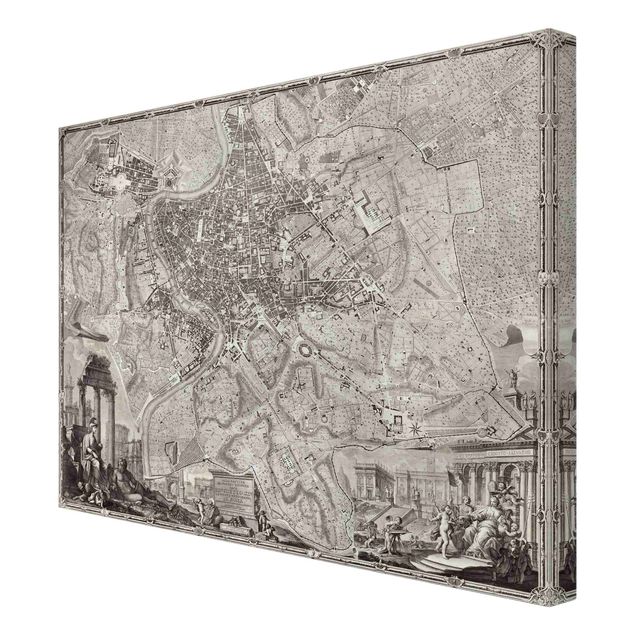 Canvas schilderijen Vintage Map Rome
