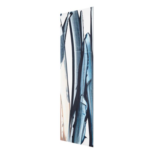 Glasschilderijen Blue And Beige Stripes