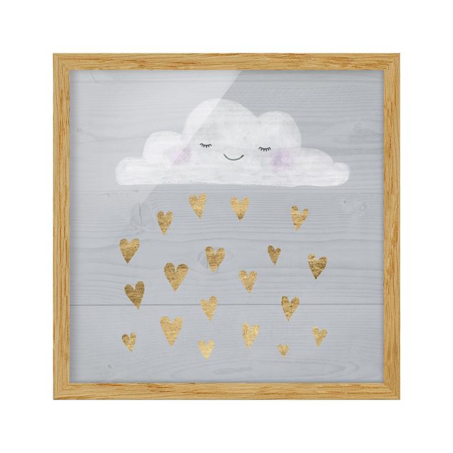Ingelijste posters Cloud With Golden Hearts